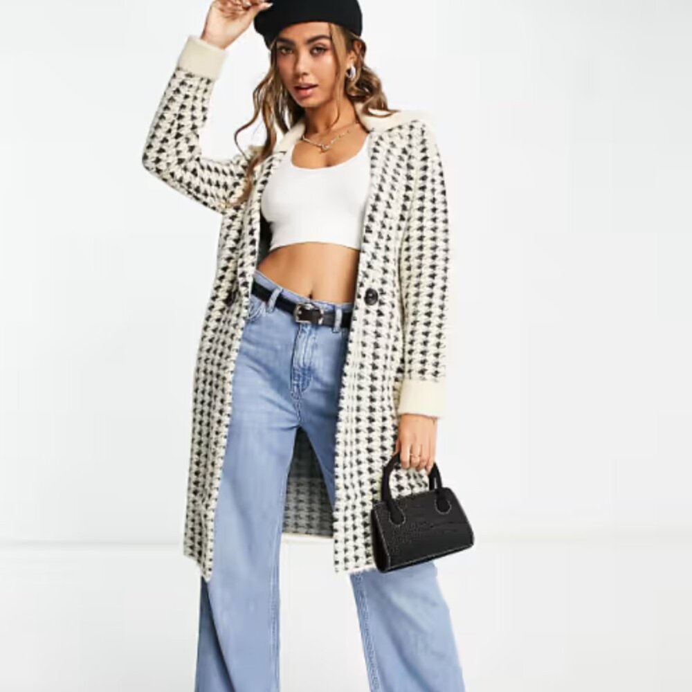 ASOS Lipsy Coatigan Houndstooth Check